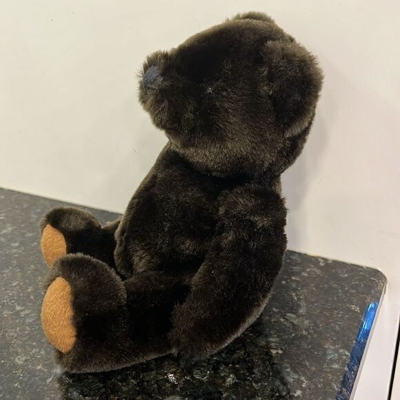 Velvets by Greek Dark Brown-Black Teddy Bear Plush Stuffed Toy 9” Sitting 62960 - Picture 3 of 6